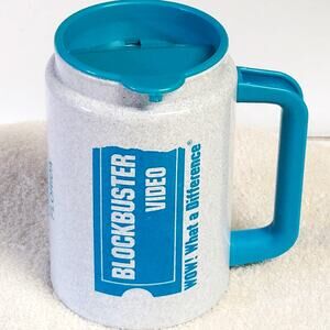 VTG Blockbuster Video WOW What a Difference Travel Mug 1990s Whirley